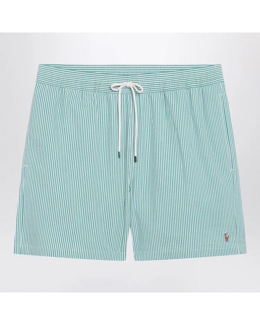 Polo Ralph Lauren Blue Traveler Striped/ Seersucker Swim Shorts for men