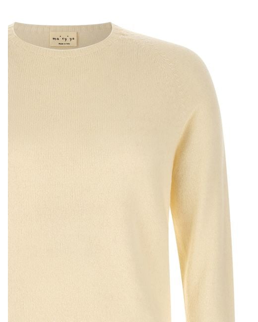 Ma'ry'ya Natural Crew-Neck Sweater With Slits for men