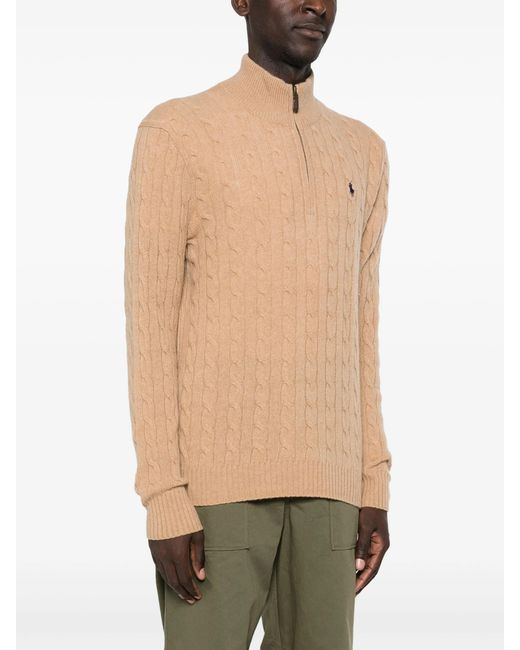 Polo Ralph Lauren Natural Cable-Knit Quarter-Zip Jumper for men