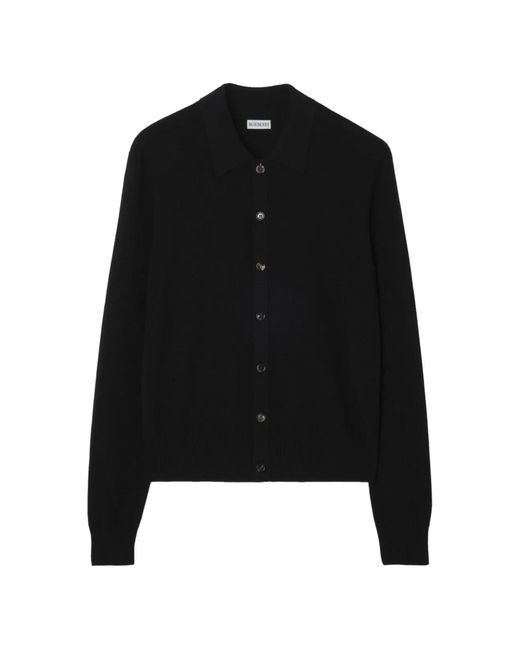 Burberry Black Check-Trim Button-Up Sweater for men