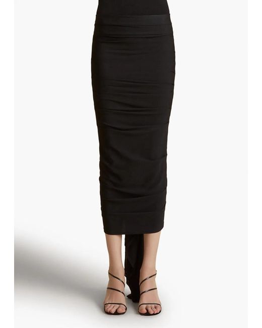 Khaite Black Aura Skirt With Waterfall Folds