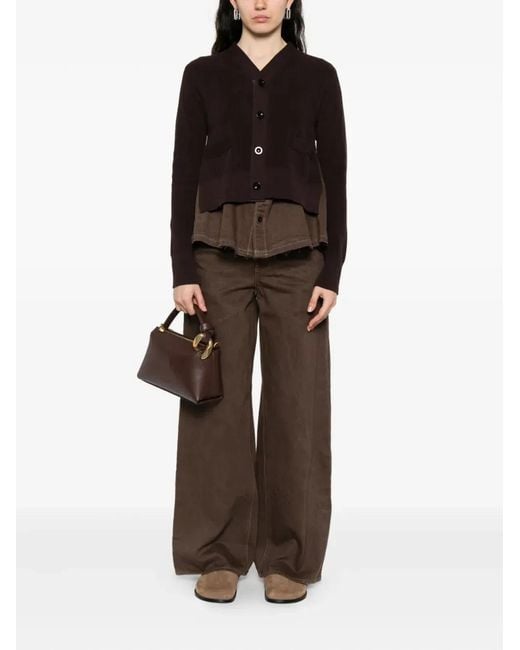 Sacai Brown Wide Leg Denim Pants