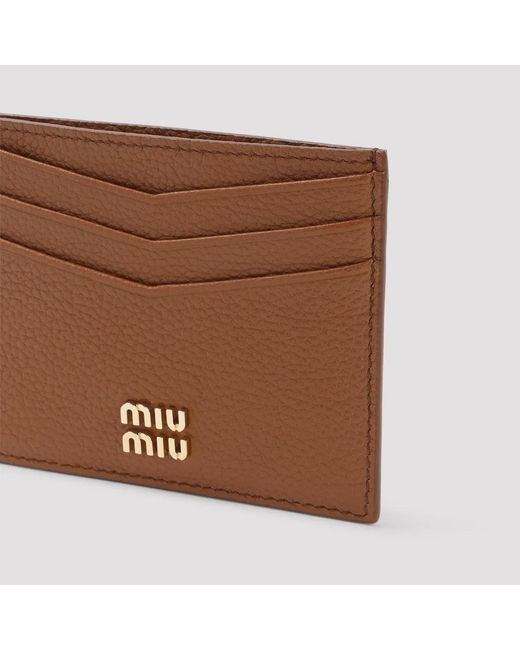 Miu Miu Brown Leather Card Holder