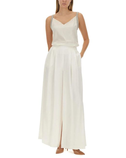 Fabiana Filippi White Satin Lingerie Top