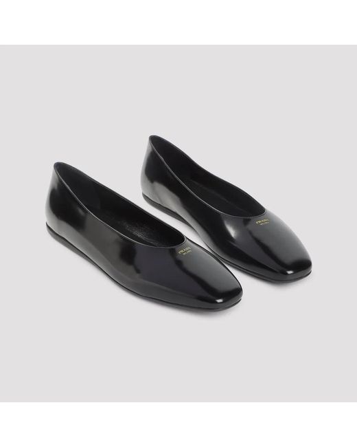 Prada Black Leather Ballerinas