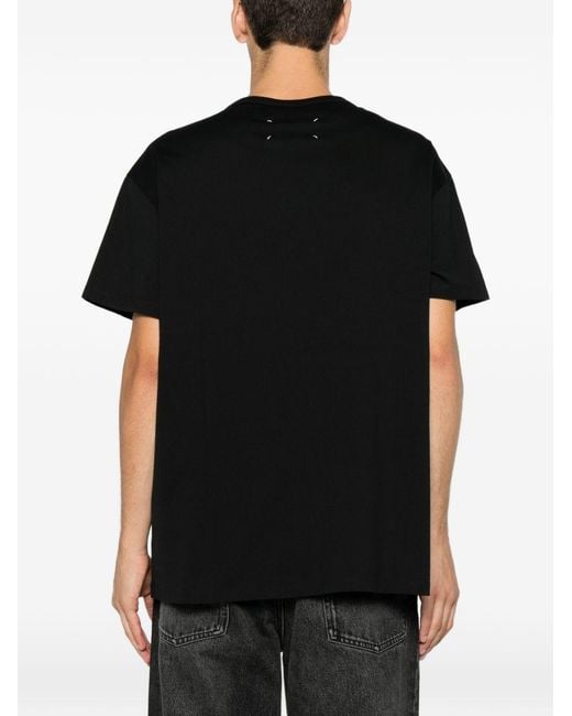 Maison Margiela Black Distorted Logo T-Shirt for men