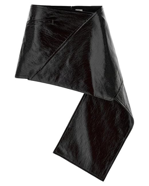 Courreges Black 'Fold Vinyl Mini' Skirt