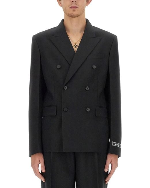 Versace Black Double-Breasted Blazer for men