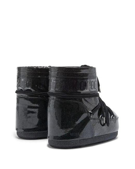 Moon Boot Black "Icon" Low Glitter Boot
