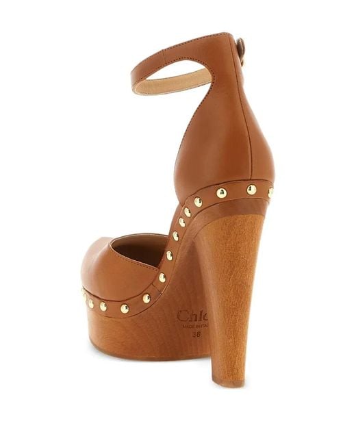 Chloé White Platform Pumps With Studs