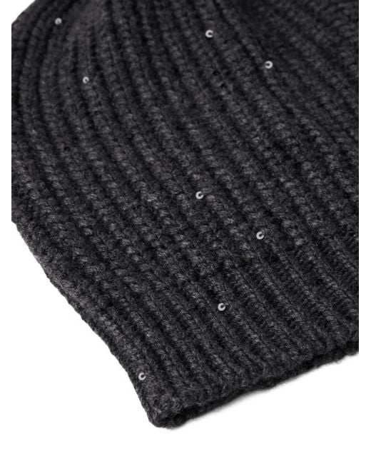 Brunello Cucinelli Black 'Diamante' Cap