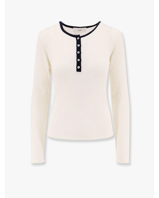 DUNST White Ribbed Fabric Sweater