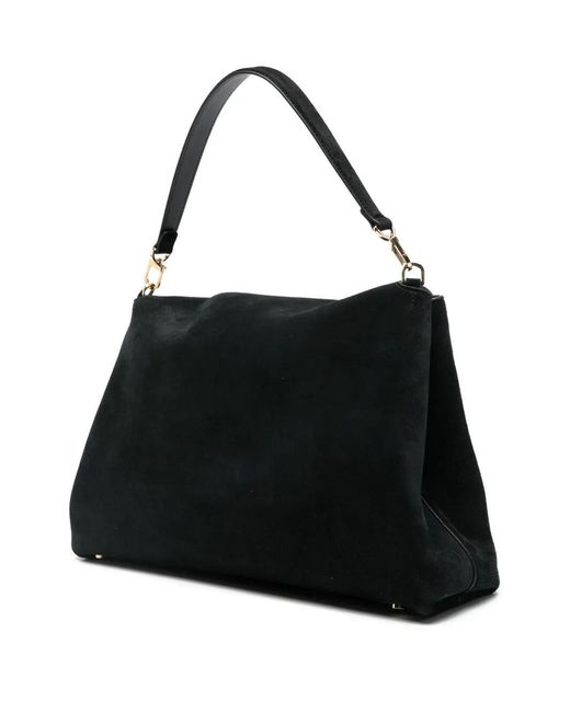 Totême Black "T-Lock Suede" Satchel Bag