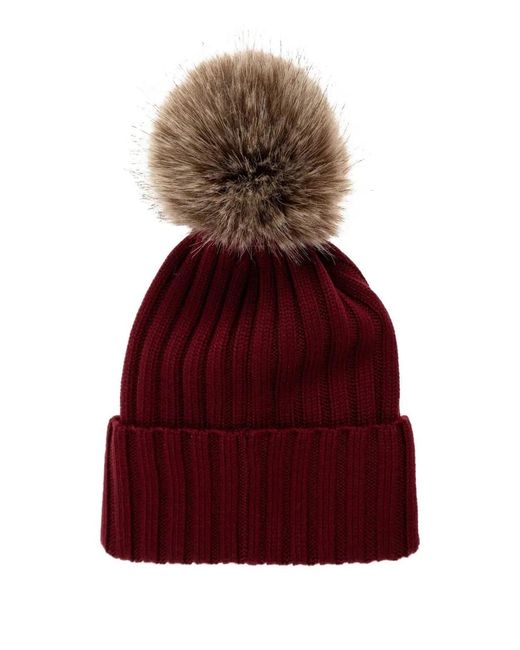 Moncler Red Wool Pom Pom Beanie