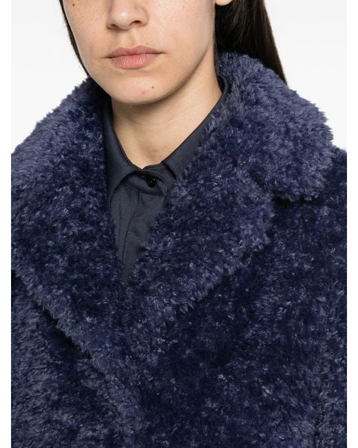 Herno Blue Faux-Fur Lapel-Collar Coat