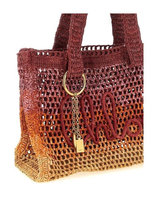 Chloé Red Summer Banana East-West Tote Bag
