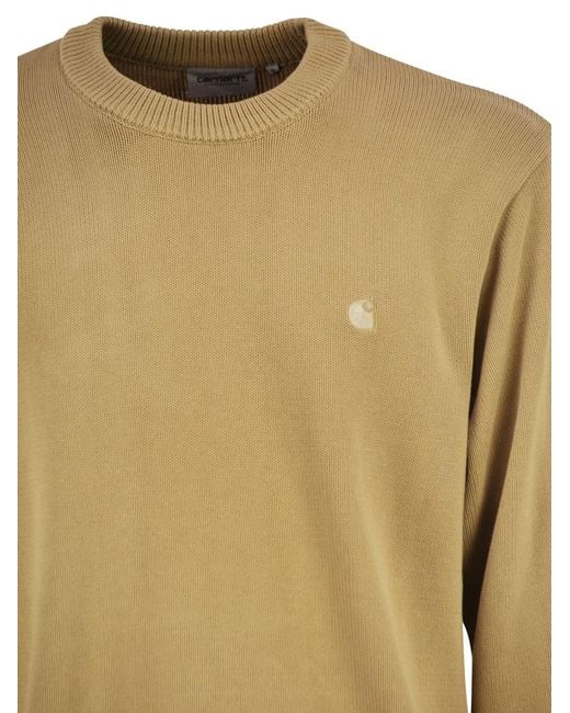 Carhartt Natural Cotton Crew Neck Jumper With Embroidered Logo