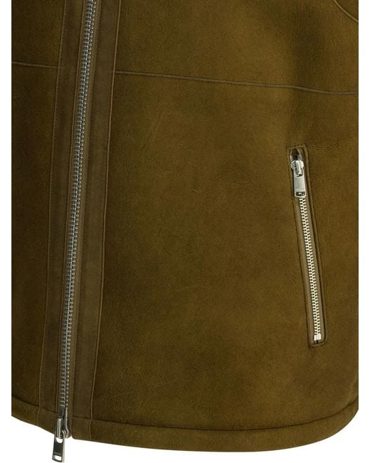 Nonnative Green Shearling Sleeveless Jacket for men