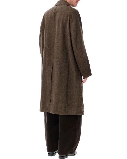 Lemaire Brown Double-Breasted Wool Coat for men