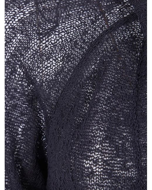 Ann Demeulemeester Blue "Nies" Comfort Sweater With Deep V-Neck On Back