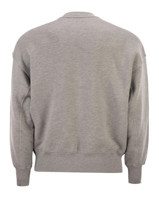 Autry Gray Cotton Crew Neck Sweatshirt With Logo