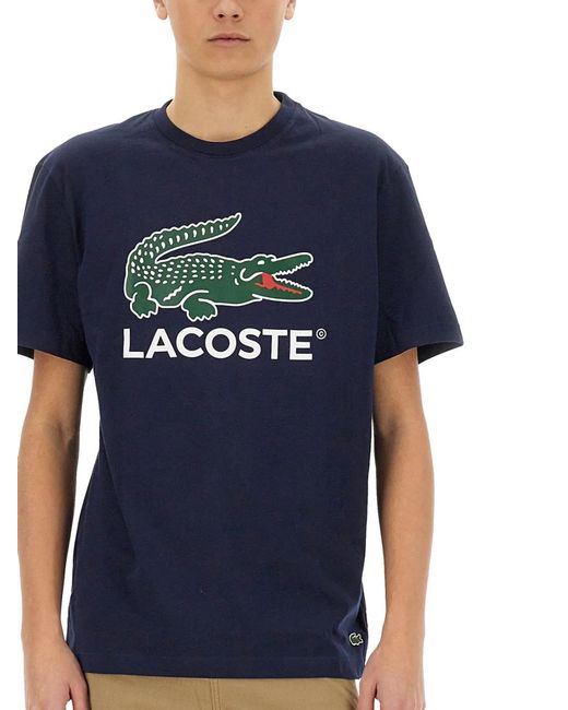 Lacoste Blue Cotton T-Shirt With Print for men