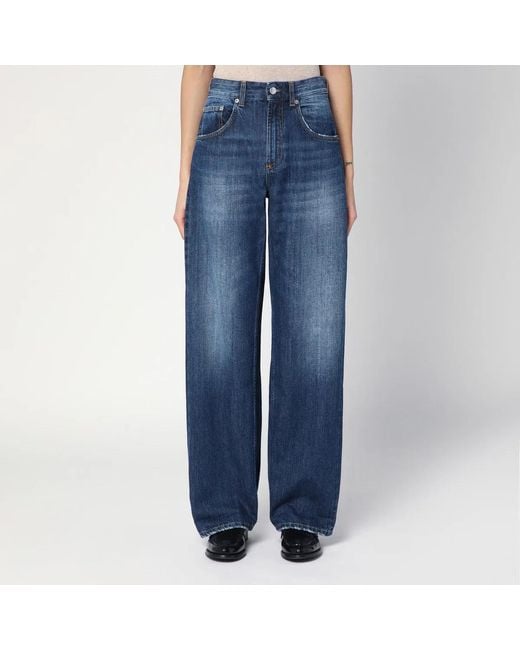 Department 5 Blue Wide-Leg Pop Jeans With Washed Effect