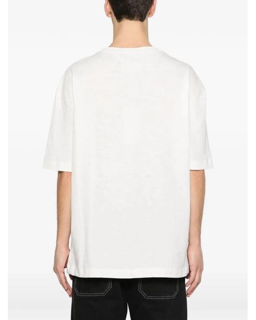 Maison Margiela White Graphic-Print Cotton T-Shirt for men
