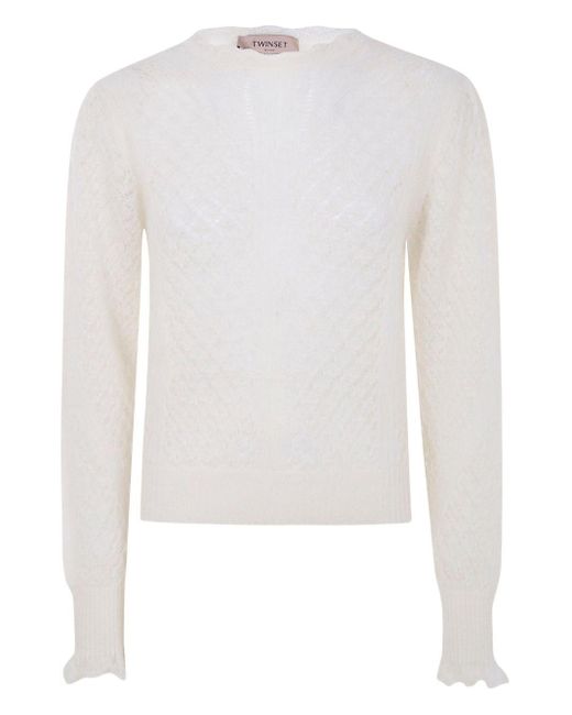 Twinset White Wool Blend Sweater