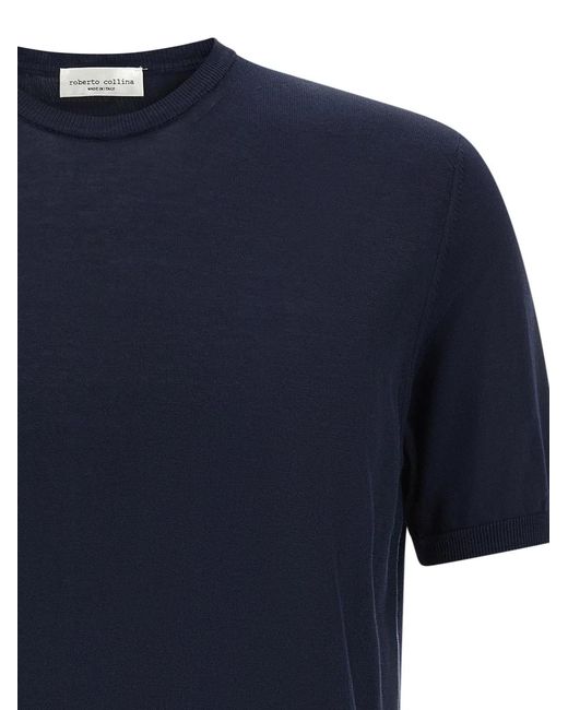 Roberto Collina Blue Cotton Sweater for men