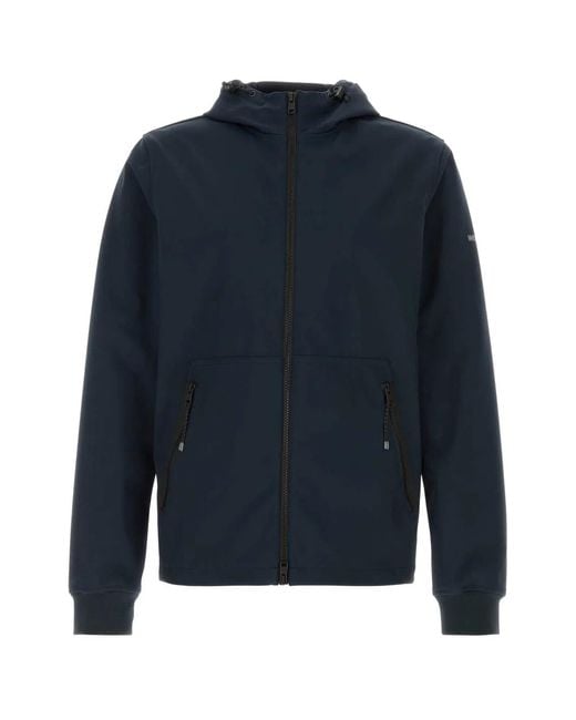 Woolrich Blue Soft Shell Full-Zip Hoodie for men
