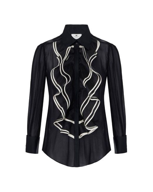 Elisabetta Franchi Blue Bicolor Silk-Blend Printed Shirt