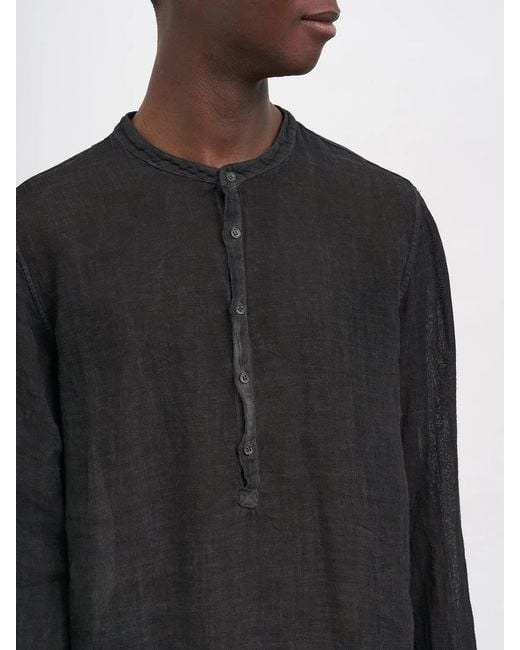 Poeme Bohemien Black Linen Kaftan Shirt for men
