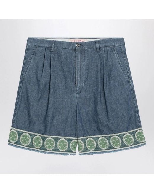 Valentino Garavani Blue Denim Bermuda Shorts for men