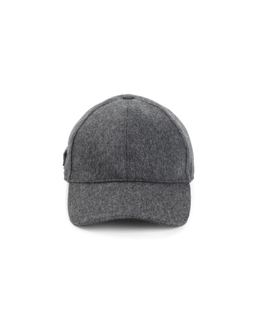 Prada Gray Dark Flannel Baseball Cap
