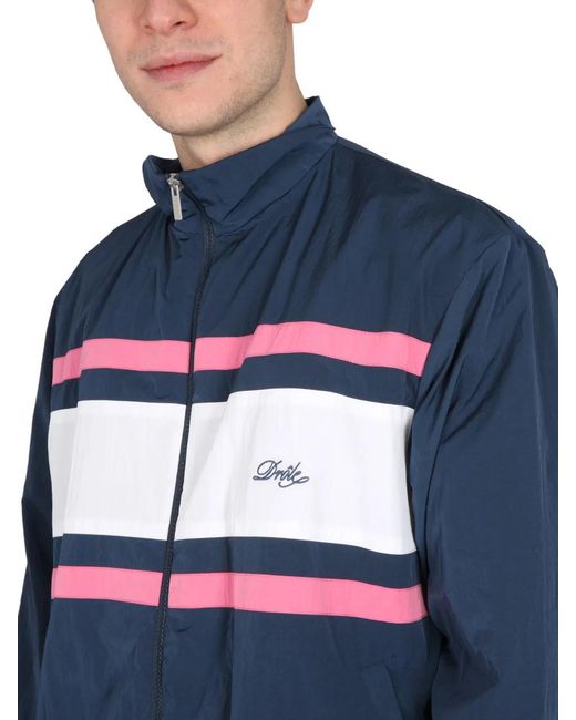 Drole de Monsieur Blue Jacket With Logo Embroidery for men