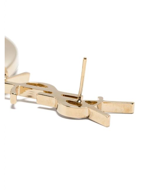 Saint Laurent White Cassandre Drop Earrings