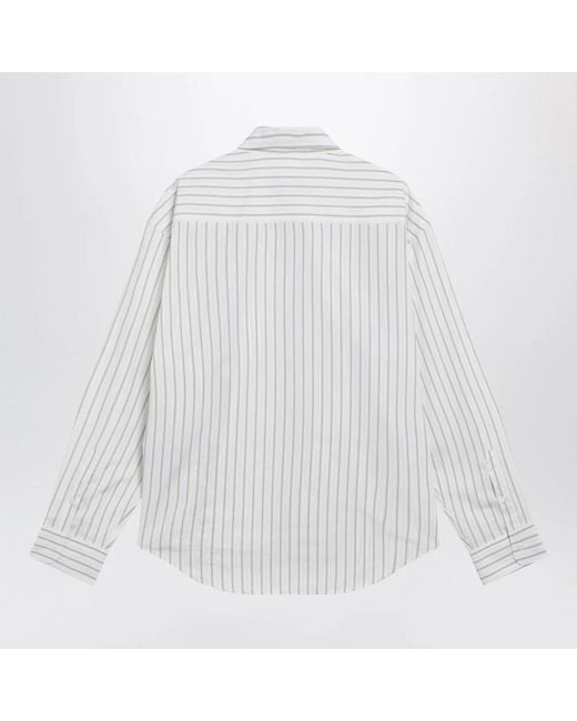 AMI White Striped Ami De Coeur Shirt for men