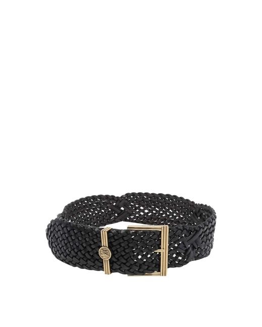 Etro Black Woven Leather With Coin Buckle Belt