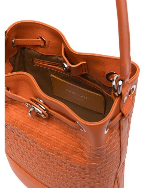 Zanellato Orange Monda' Musiva Small Leather Bucket Bag