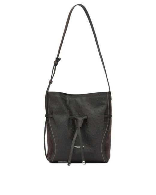 Gianni Chiarini Black Cow Leather Polyester Polyurethane Cotton Shoulder Bags
