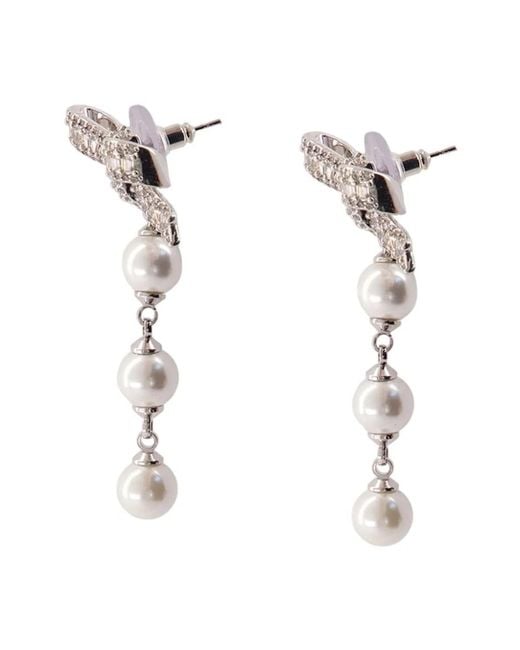 Self-Portrait White Bow Droplet Earrings