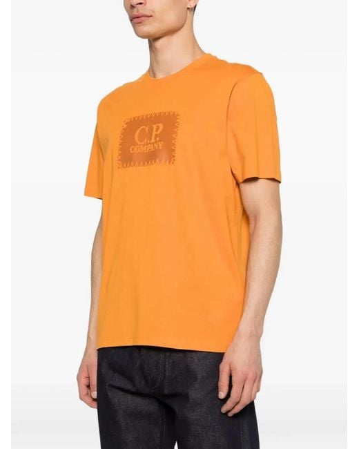 C P Company Orange C.P.Company Logo Tee for men