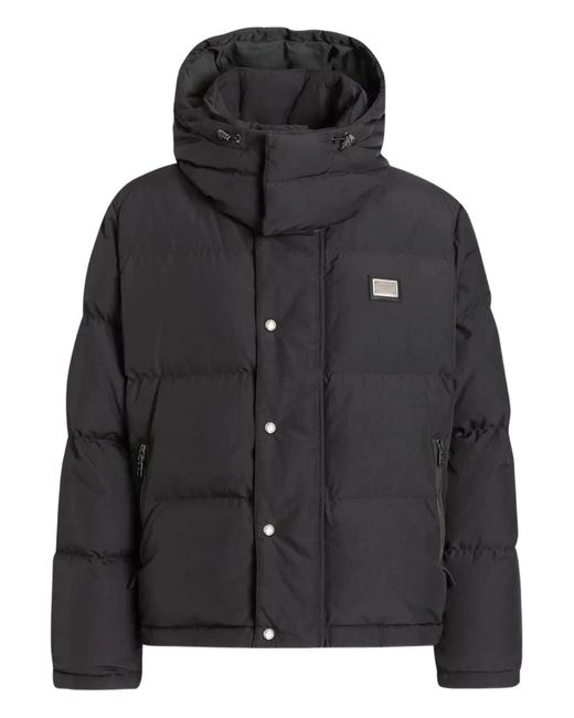 Dolce & Gabbana Black Dolce & Gabbana Slate Nylon Blend Down Jacket for men