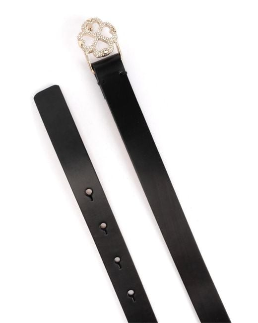 Kate Spade Black Flower Logo Buckle Leather Belt