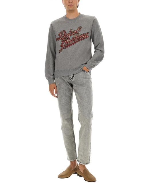 Dolce & Gabbana Gray Dolce & Gabbana Jersey With Embroidery for men