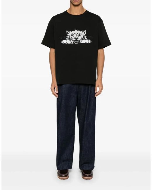 KENZO Black Gots Happy Tiger Logo T-Shirt for men