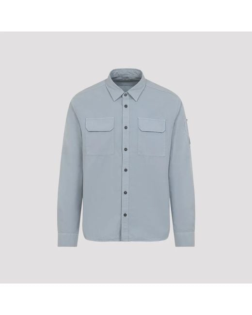 C P Company Blue C.P.Company Light Organic Gabardine Shirt for men