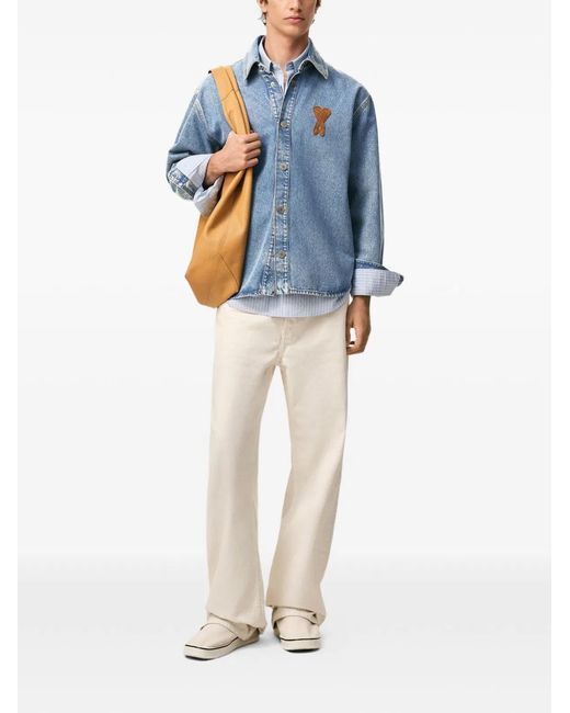 AMI Blue H Denim Jacket Light for men