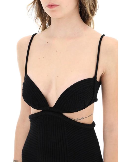 Off-White c/o Virgil Abloh Black Off Cut Out Ribbed Mini Dress